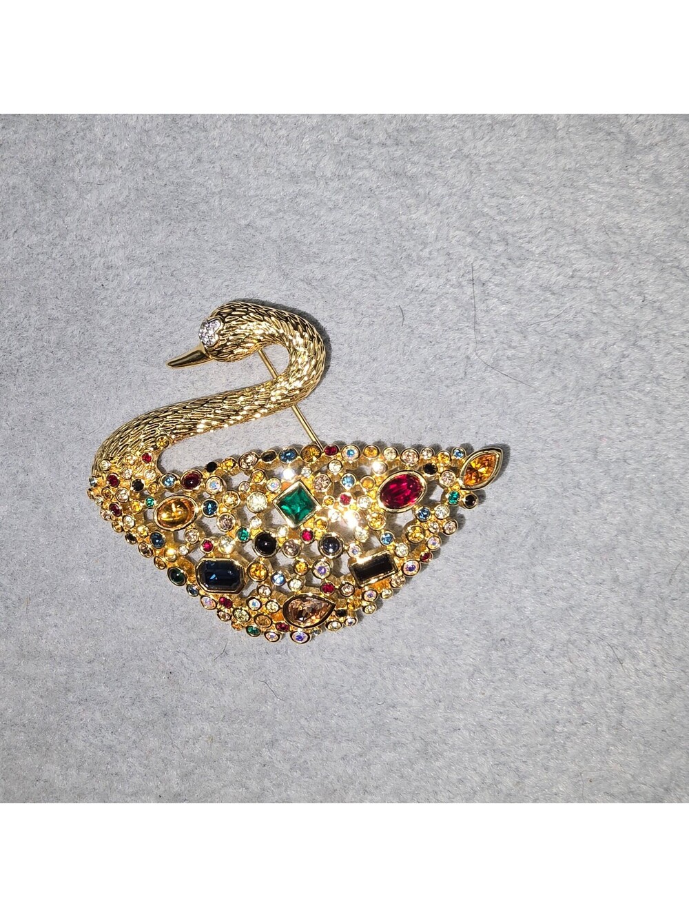 Vintage 1995 Swarovski Centenary Swan Brooch Pin  Signed 100th Anniversary SCS